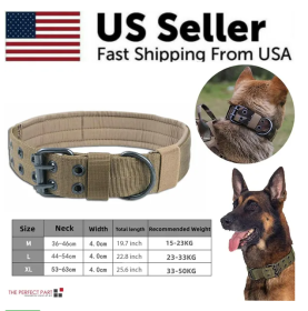 Wide Tactical Heavy Duty Nylon Large Dog Collar K9 Military With Metal Buckle (Option: Brown-M)